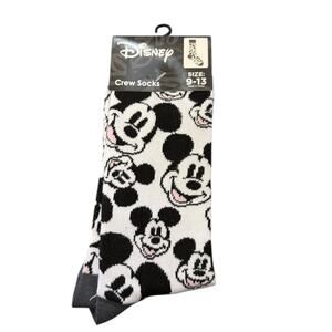 Disney Mickey Mouse Black White Unisex Crew Socks Size 9-13